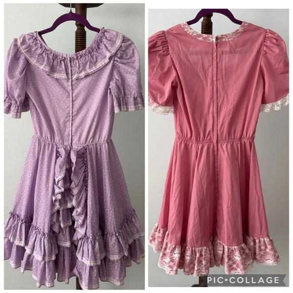 ✨ Vintage Prairie Square Dance Dress Bundle Lace Ruffle Cottagecore XS - Picture 4 of 11